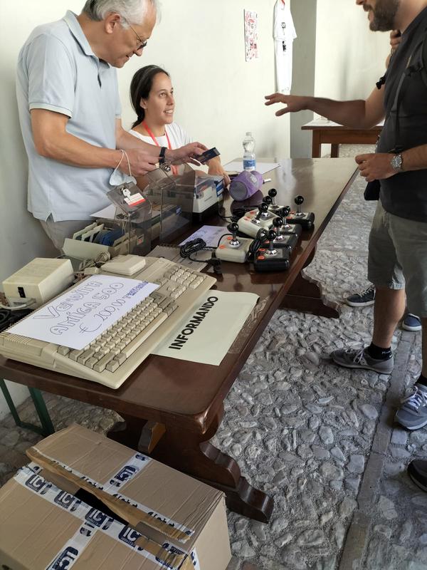 An Amiga and material on the table
