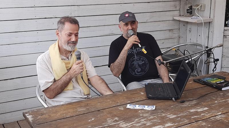 An interview on stage