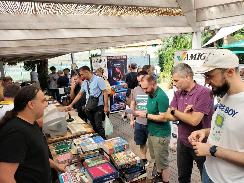 Visitors at the magazine stall