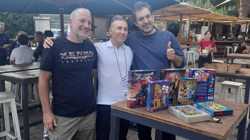 A group photo at the stand