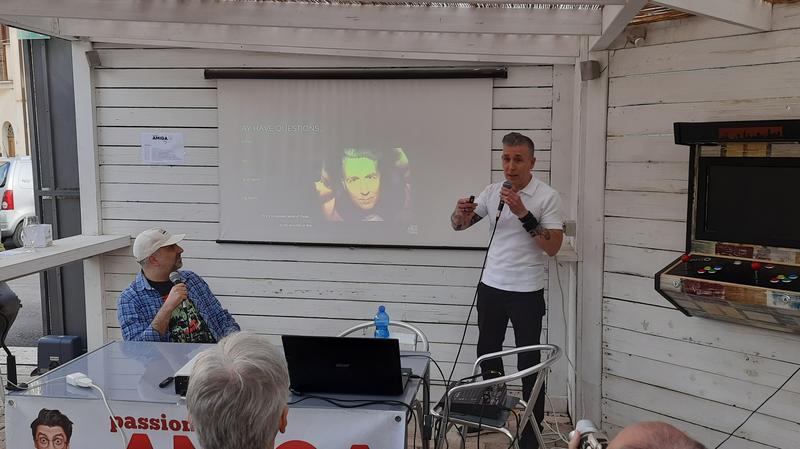 The speaker during his talk